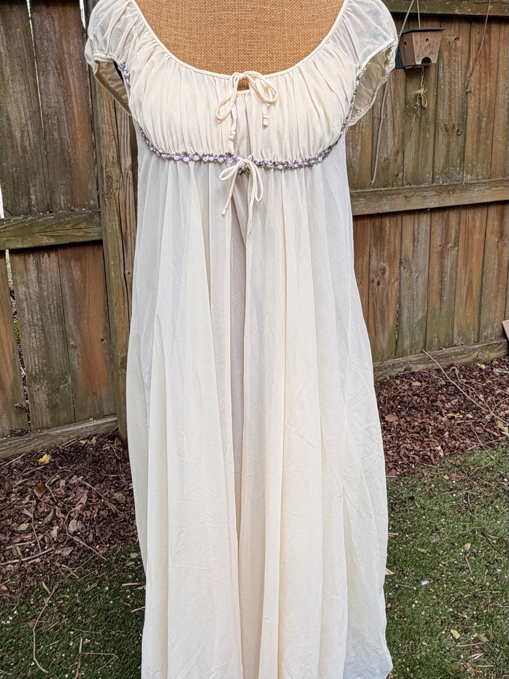 Vintage 1970s Dutchess Individually Yours Ivory Sheer Nylon Peignoir Set